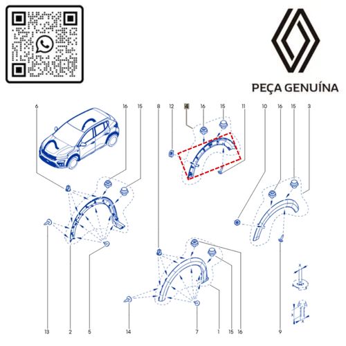 RN 24402R 788A24402R ACABAMENTO PROTETOR PLASTICO PARALAMA TRAS. DIR KARDIAN 3